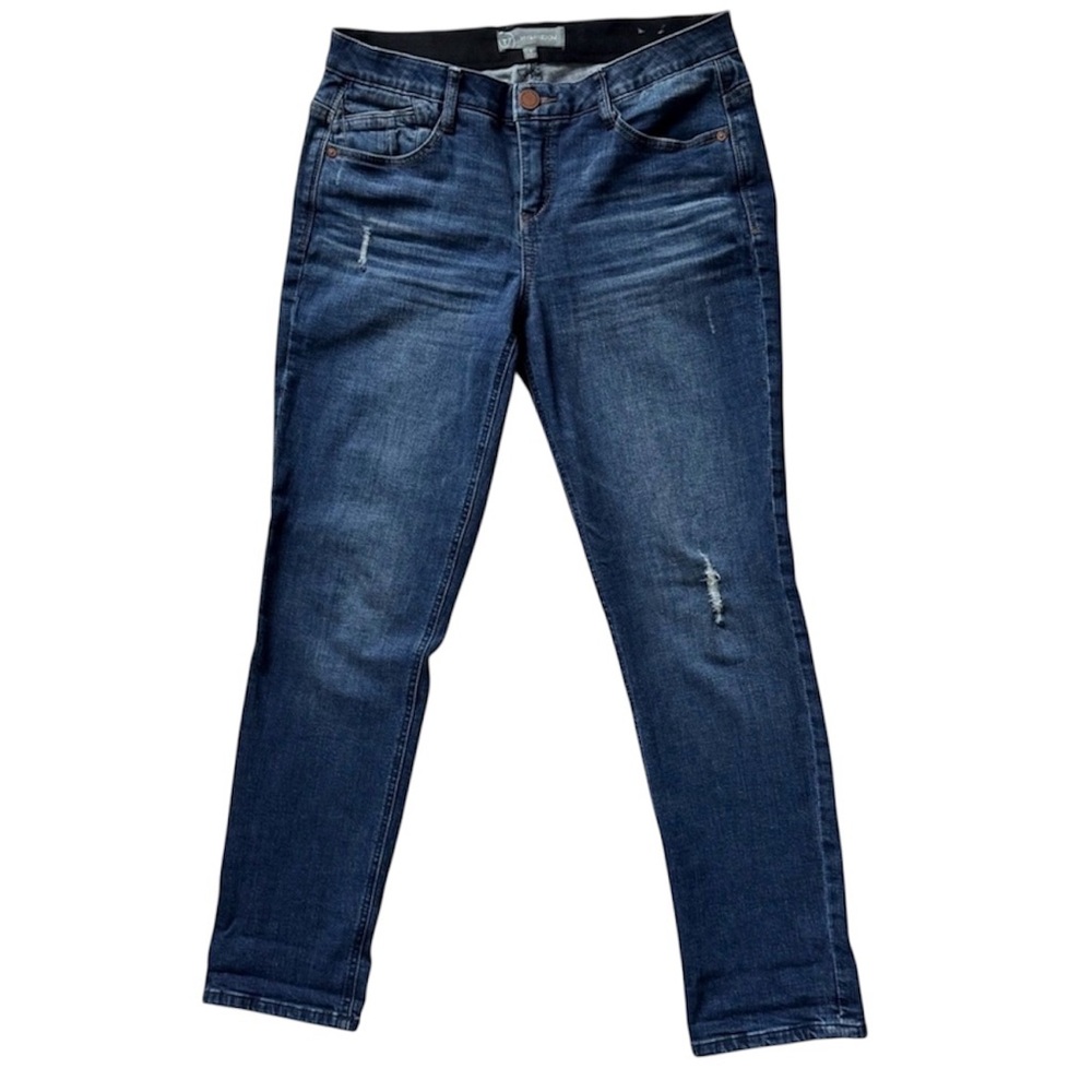 Wit Wisdom Ab Solution Skinny Jeans Womens 6 Distressed Stretch Medium Wash Mom